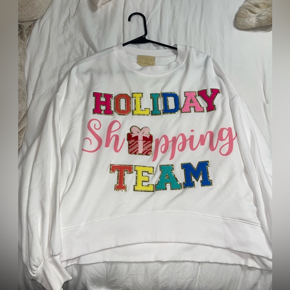 Judith March White Holiday Shopping Team Sweatshirt - Picture 2 of 2